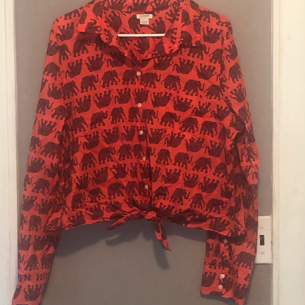 J. Crew Elephant Print Button Up